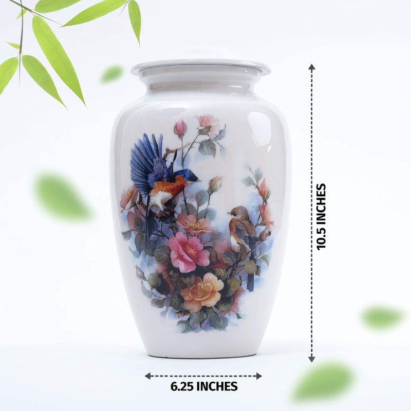 BOLD & DIVINE Birds & Floral Theme Cremation Urn | Human Ashes Adult Memorial urn, Burial, Funeral Cremation Urns (Large Urn) - Image 2